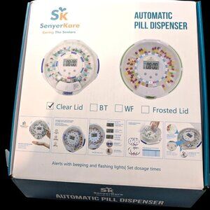 Senyerkare 28 Day Automatic Pill Dispenser 3 Alarm Alerts Seniors AA Battery $67